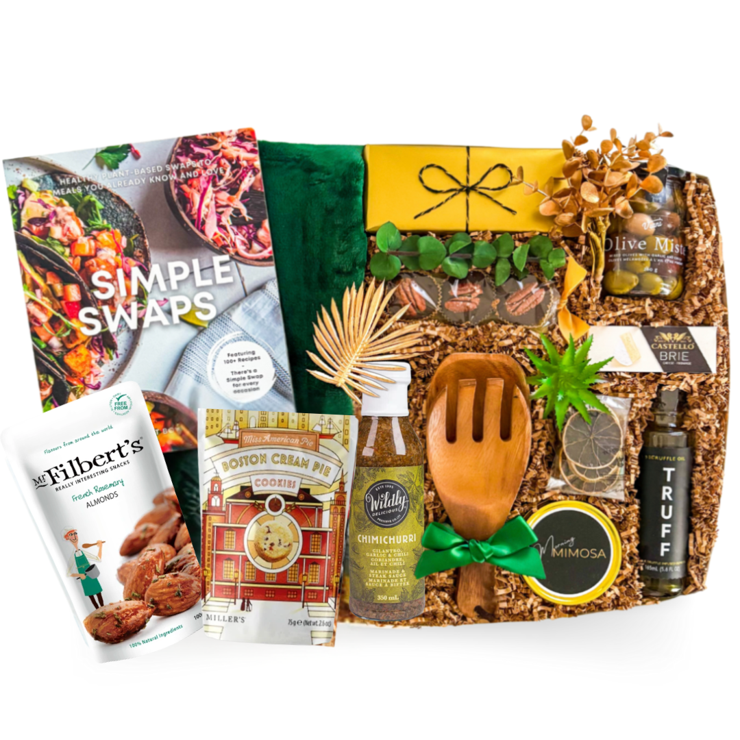 A thoughtfully curated gift for the cozy cook, filled with elevated kitchen essentials and gourmet treats for creating delicious meals and enjoying comforting moments at home.