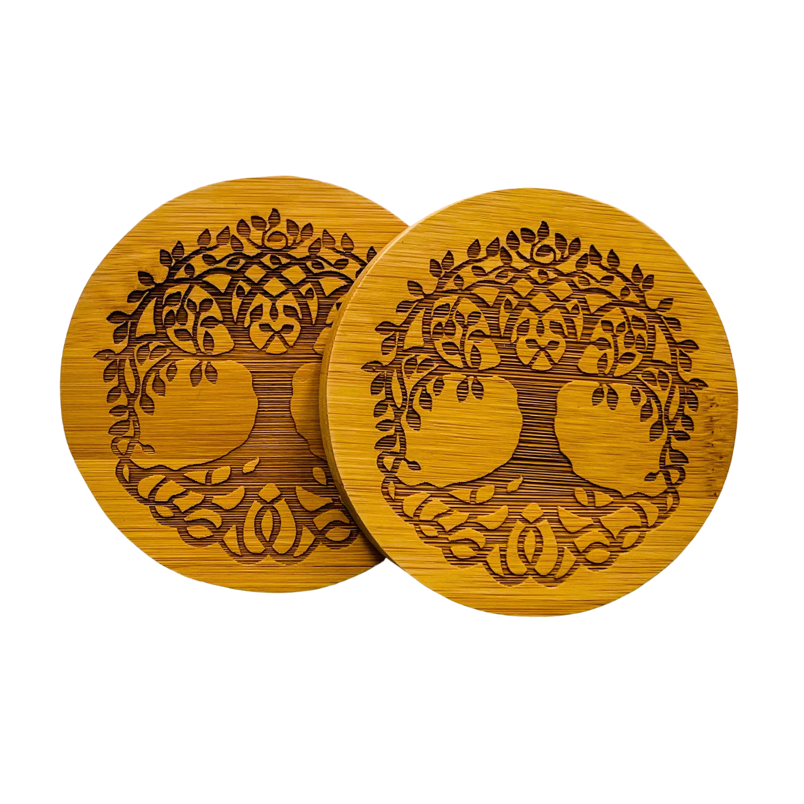 Bamboo Coasters with Tree of Life (Set of 2)