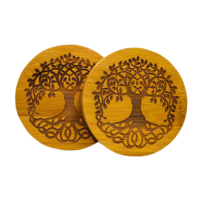 Bamboo Coasters with Tree of Life (Set of 2)
