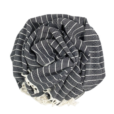 Bamboo Turkish Wrap/Towel/Blanket in Black Stripe