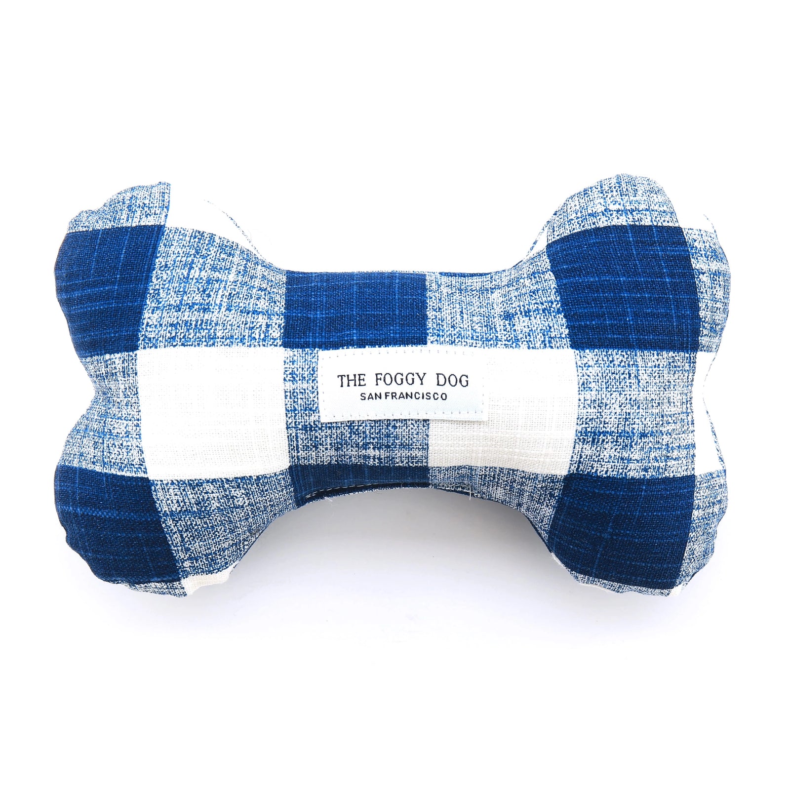Blue Gingham Dog Squeaker Toy