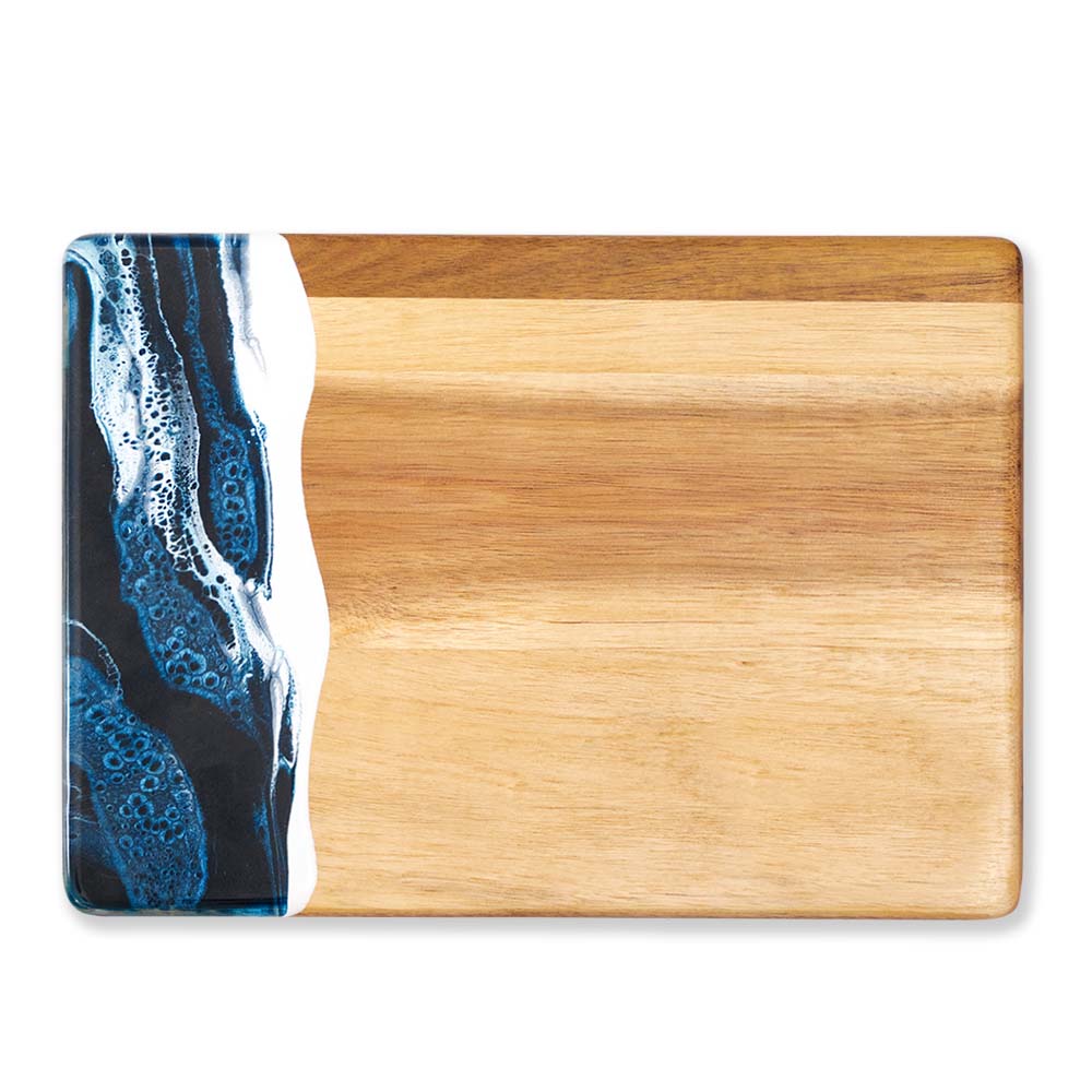Acacia Board With Ocean Waves Art