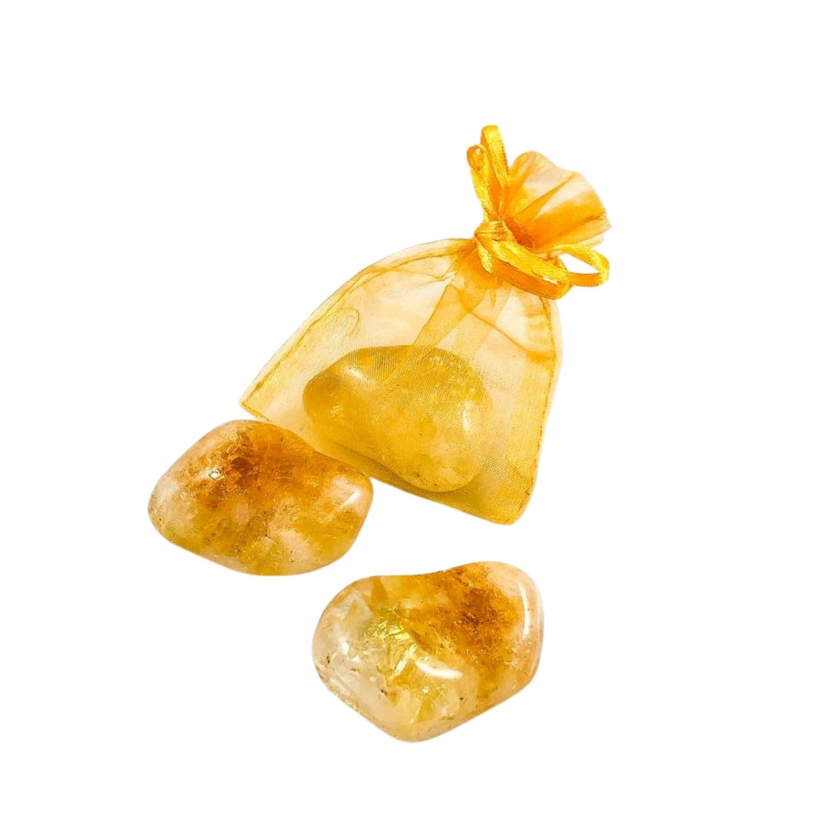 Gold Citrine Stone in Organza Bag