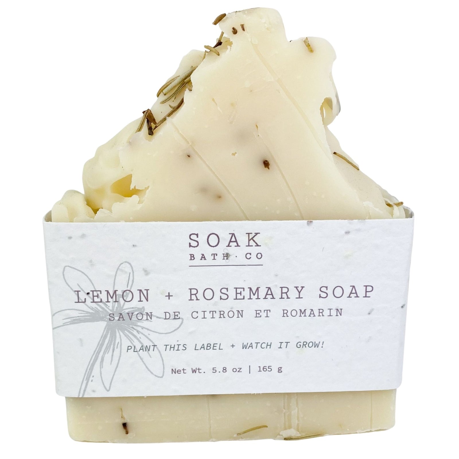 Lemon & Rosemary Soap Bar with Wildflower Seed Paper