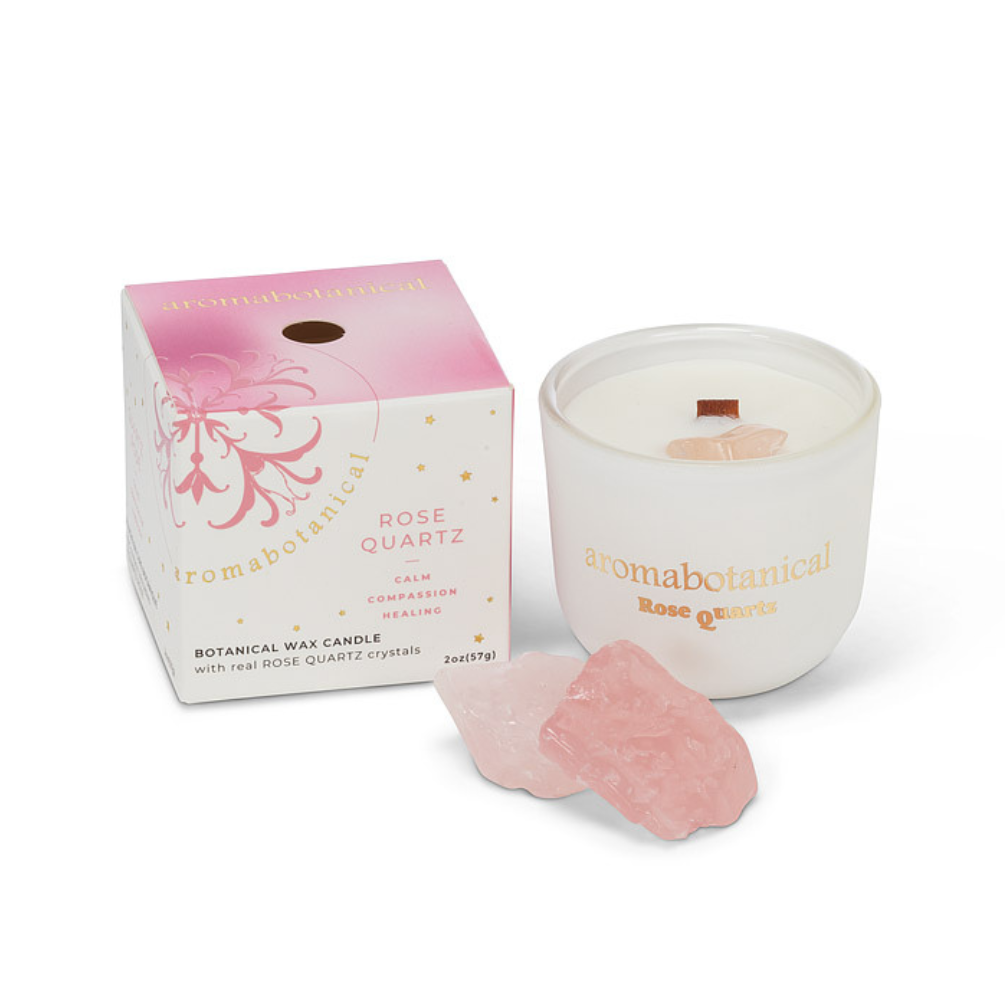 Rose Quartz Crystal Mini Candle