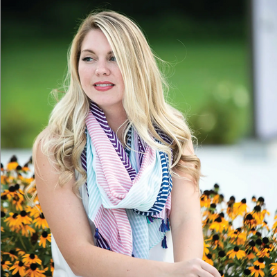 Multicoloured Striped Scarf With Tassels