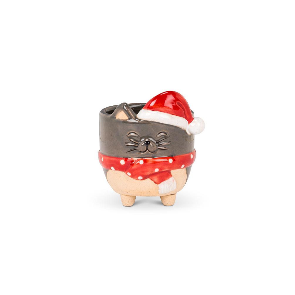 Small Festive Cat Planter