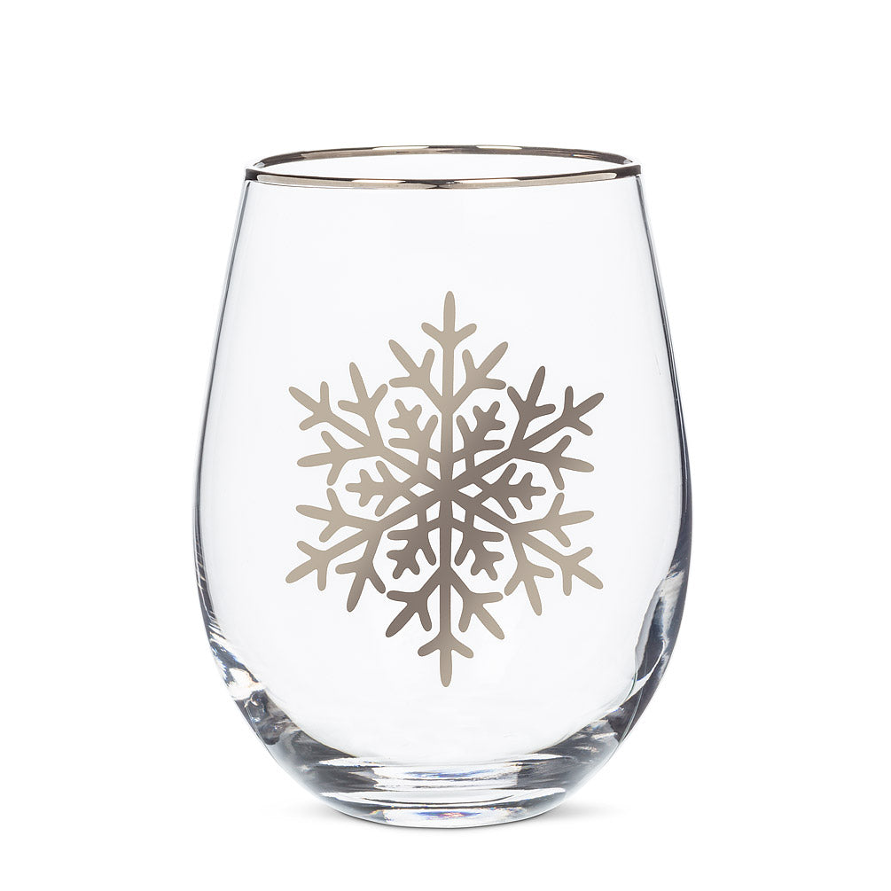 Snowflake Stemless Wine Glass